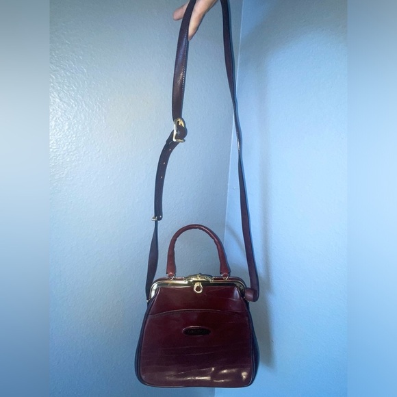 Vintage🤎top handle crossbody bag kiss lock bag leather bag oroton bag - Picture 2 of 16